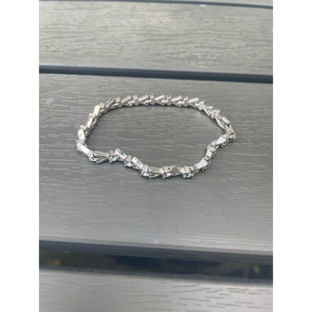 Vintage Avon Silver Tone Rhinestone Bracelet and Coiled Wire Cuff Bracelet